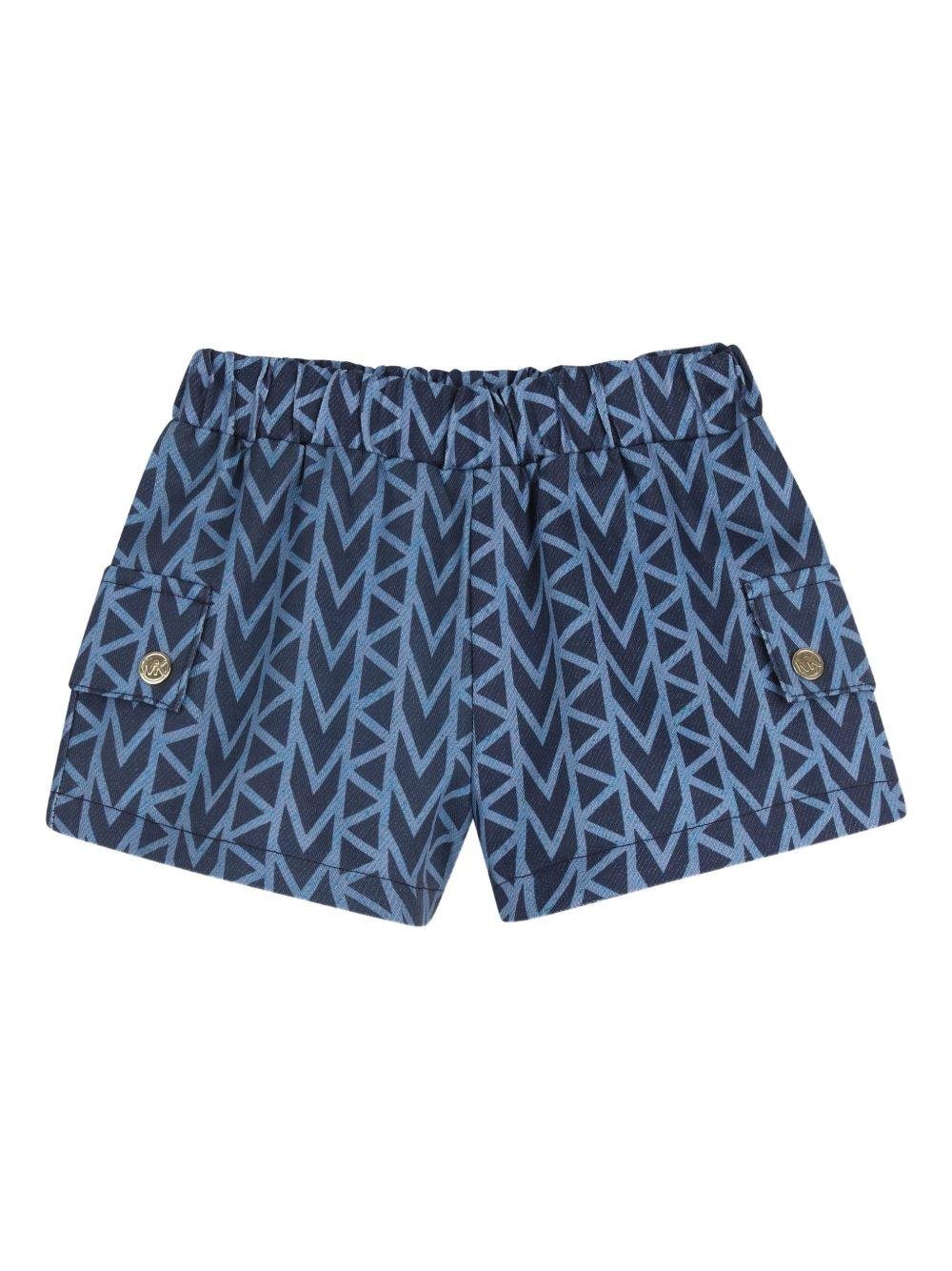 Set t-shirt e shorts per neonata Michael Kors Kids bianco e blu con stampa a fantasia - Rubino Kids