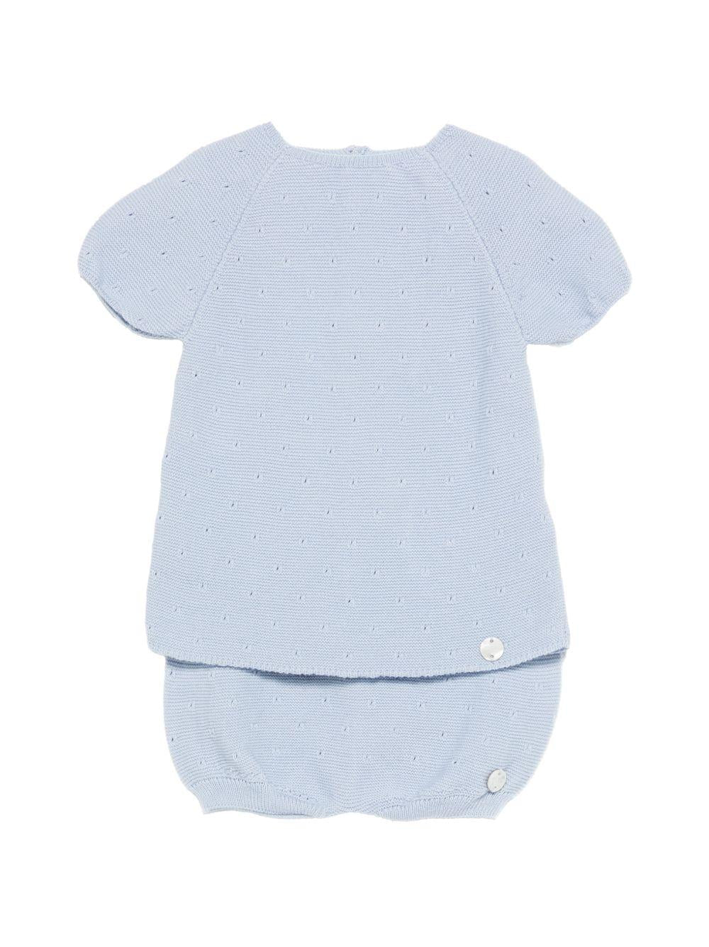 Set t-shirt e shorts per neonati Paz Rodriguez blu con lavorazione pointelle - Rubino Kids