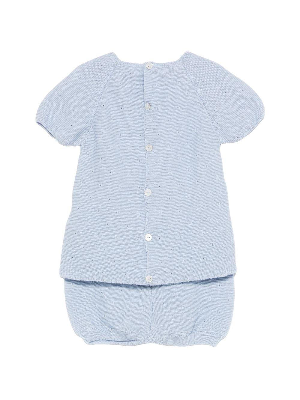 Set t-shirt e shorts per neonati Paz Rodriguez blu con lavorazione pointelle - Rubino Kids