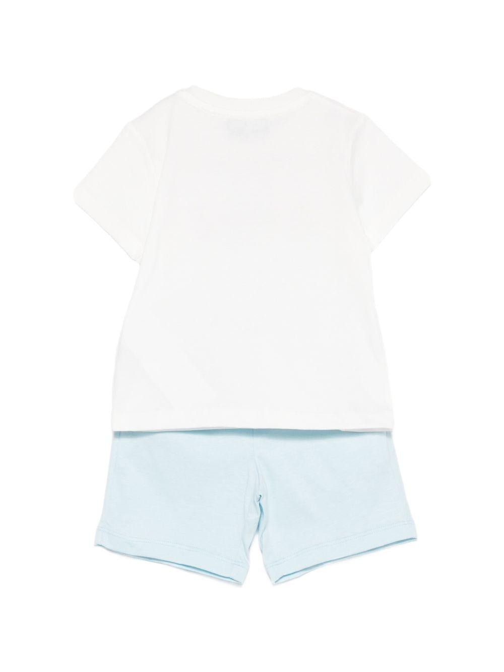 Set t-shirt e shorts per neonato Moschino Kids multicolor con stampa orsetti sul davanti - Rubino Kids