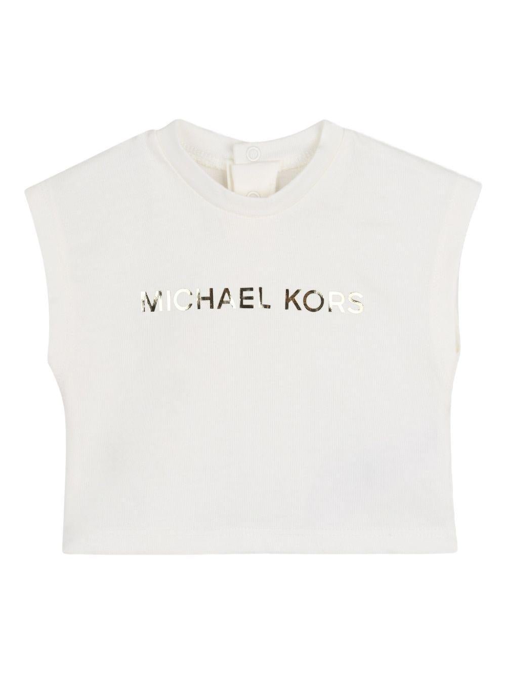 Set t-shirt, giacca e gonna per neonata Michael Kors Kids beige con design svasato - Rubino Kids