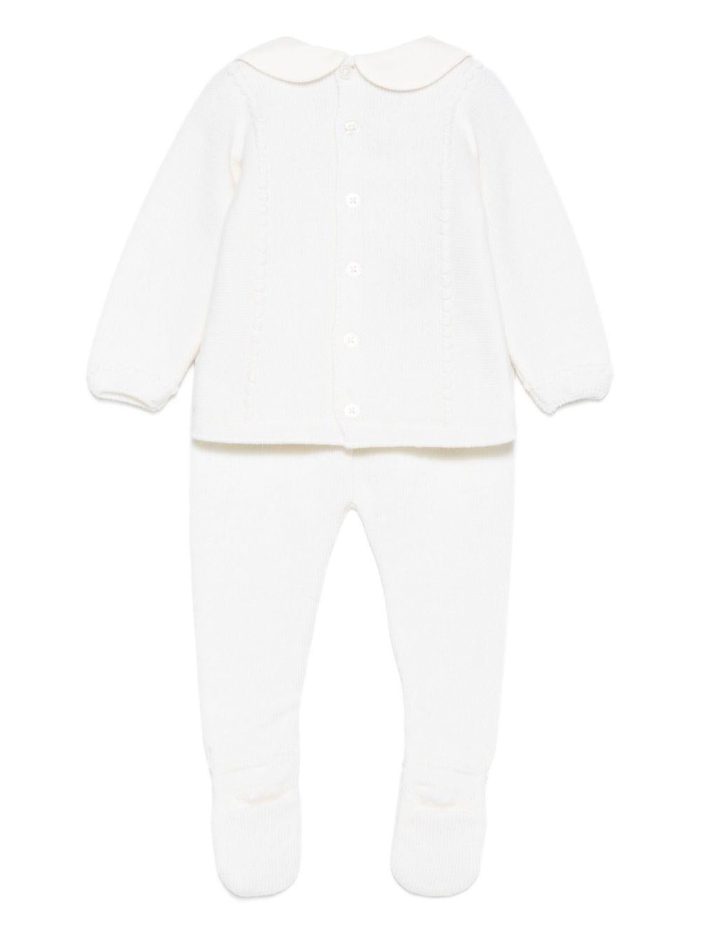 Set top e pantaloni per neonata Paz Rodrìguez bianchi in maglia - Rubino Kids