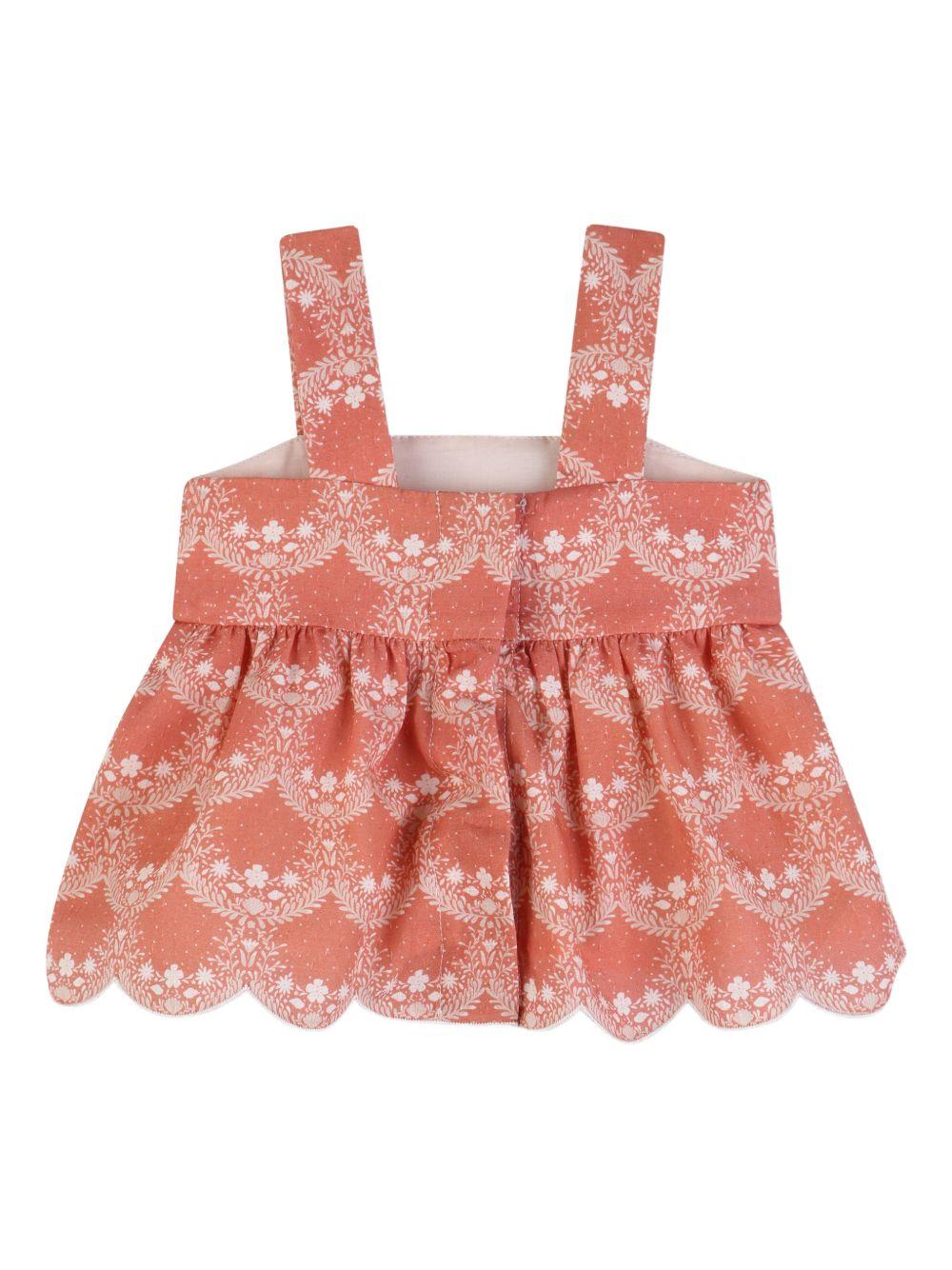 Set top e shorts per neonata Chloé Kids rosa a fiori - Rubino Kids