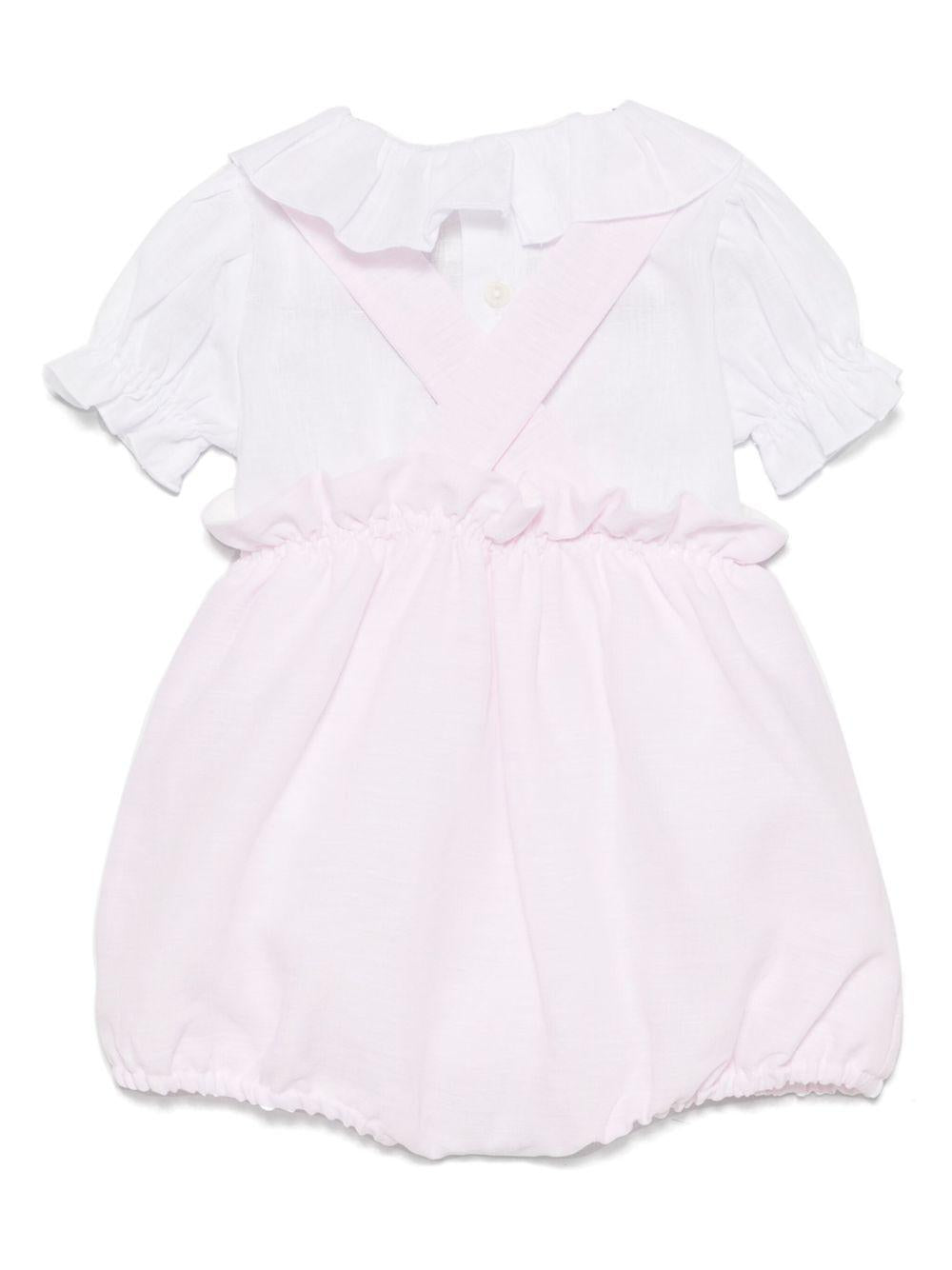 Set top e shorts per neonata La Stupenderia bianco con cinturini con bottone - Rubino Kids