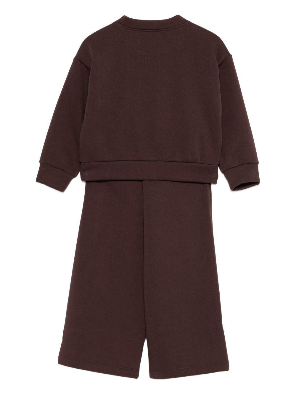 Set tuta per bambina Il Gufo marrone con dettagli floreali - Rubino Kids