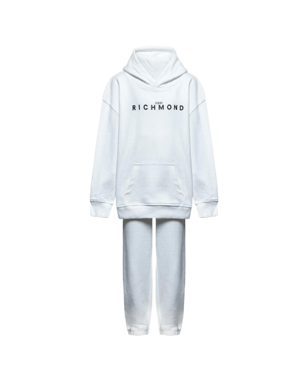 Set tuta sportiva per bambino John Richmond Junior bianco con logo ricamato - Rubino Kids