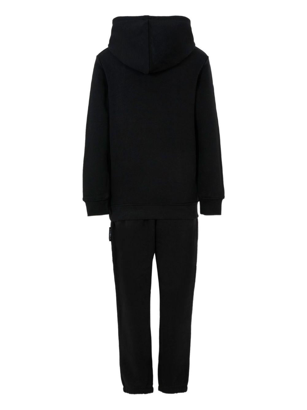 Set tuta sportiva per bambino John Richmond Junior nero con logo ricamato - Rubino Kids