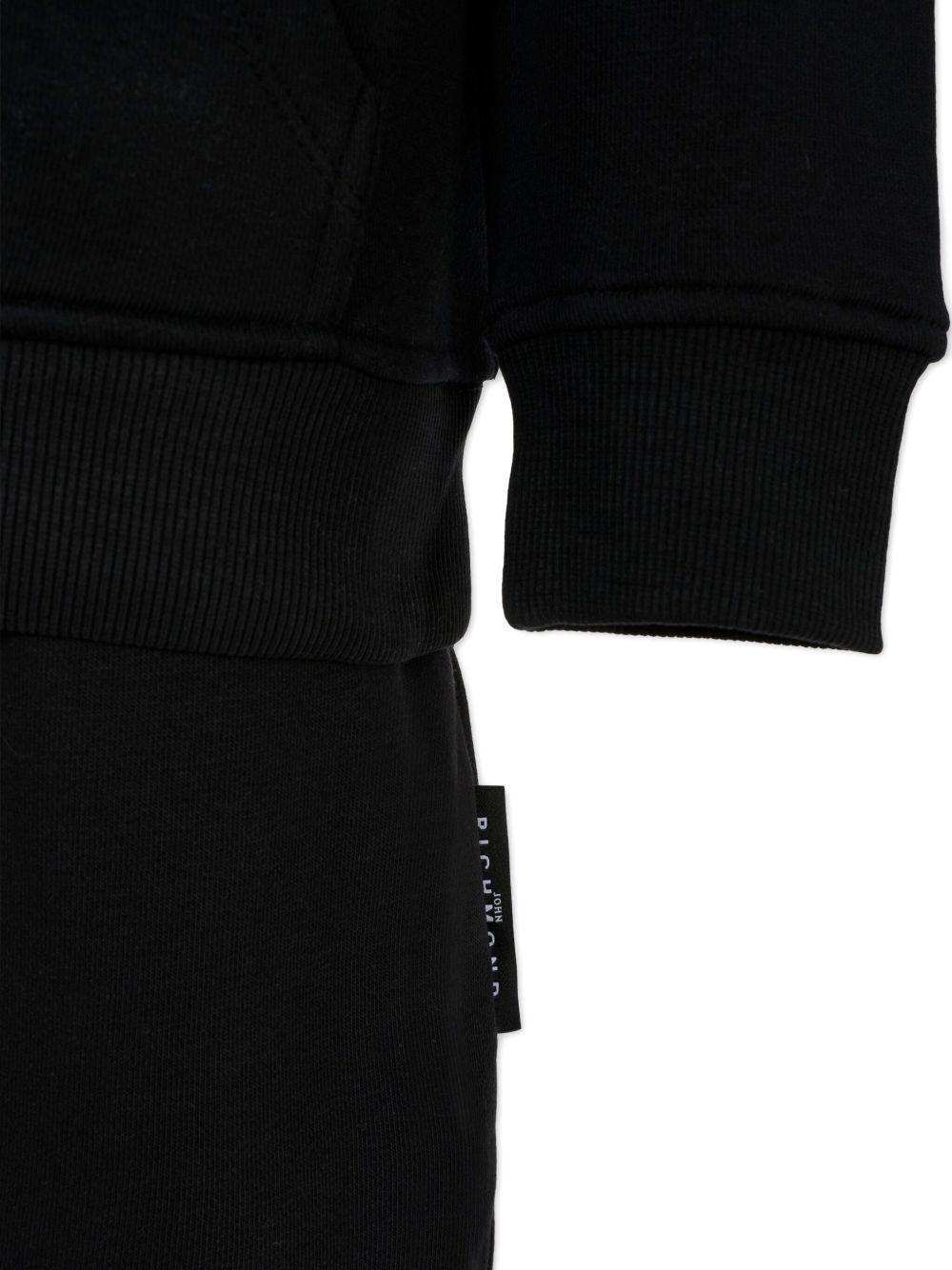 Set tuta sportiva per bambino John Richmond Junior nero con logo ricamato - Rubino Kids