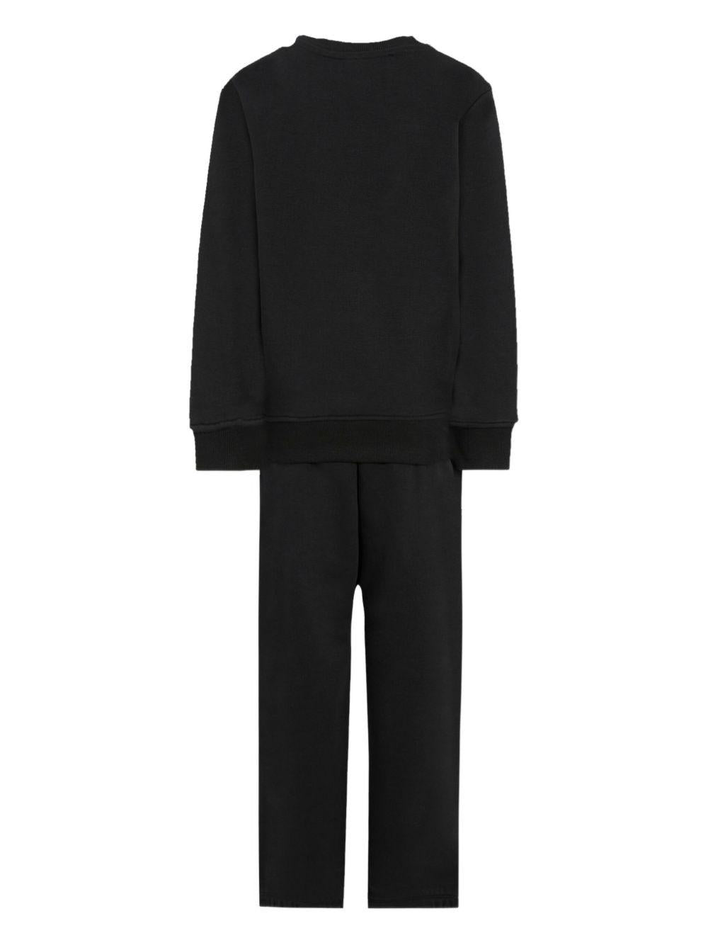 Set tuta sportiva per bambino John Richmond Junior nero con logo ricamato - Rubino Kids