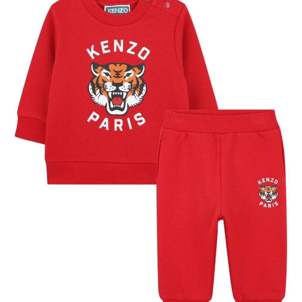 Set tuta sportiva per neonato Kenzo Kids rosso con logo - Rubino Kids