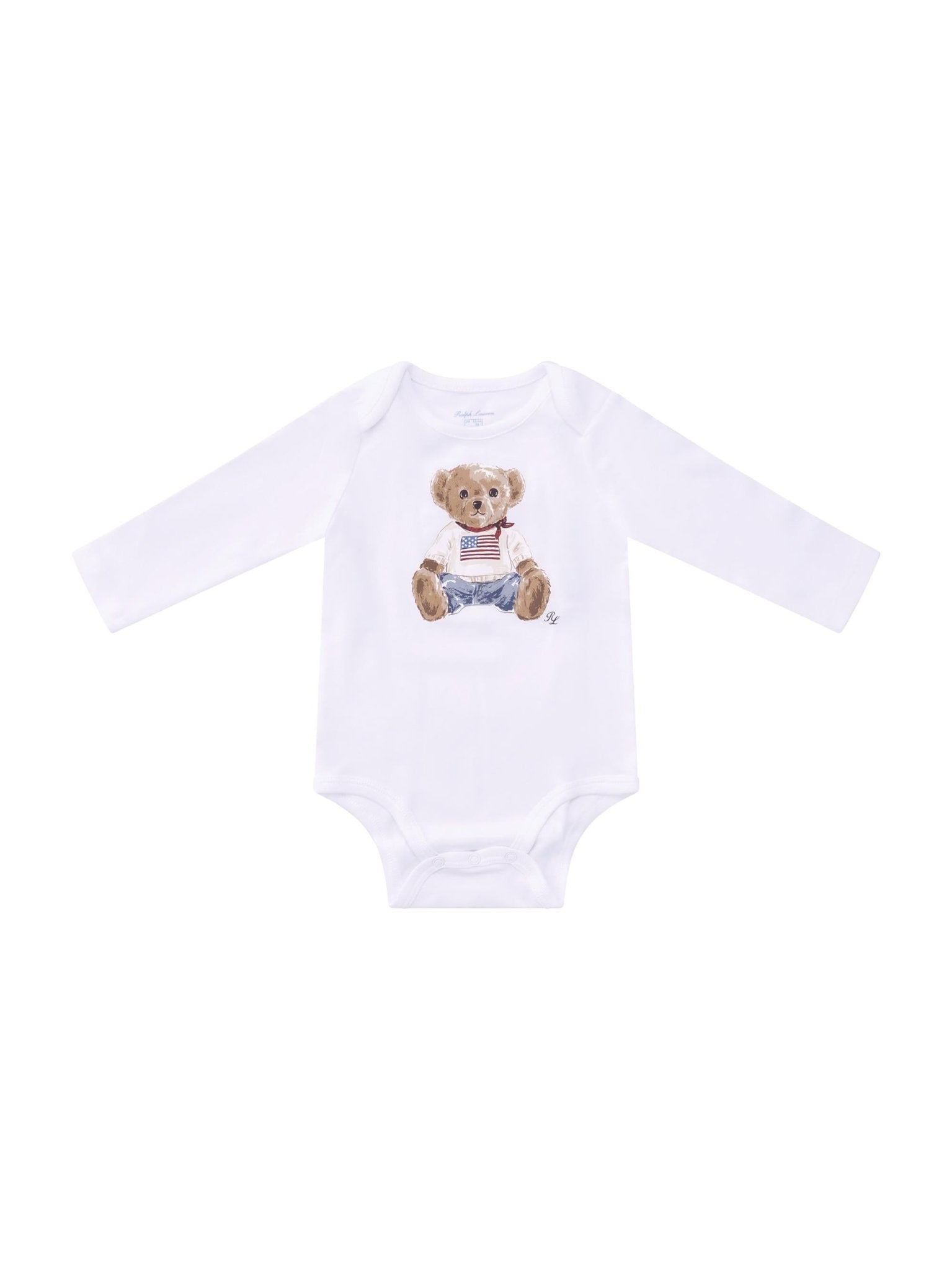 Set tutina bavaglino e cappellino per neonato Polo Ralph Lauren Kids bianco con stampa Teddy Bear - Rubino Kids