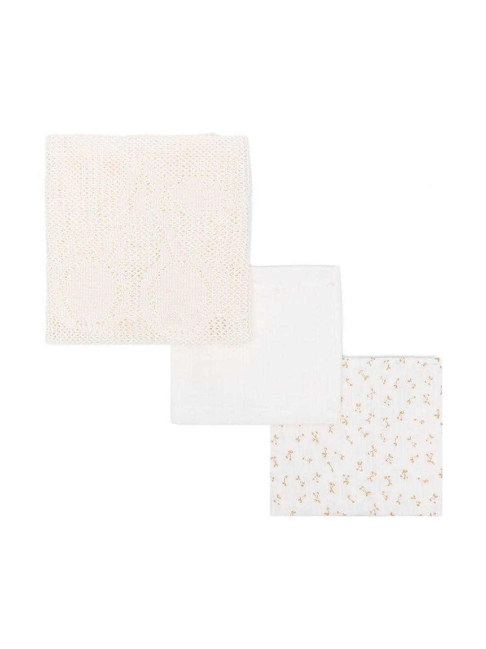 Set tutina cappellino biberon e lenzuola da culla per neonato Bonpoint bianco con tessuto in twill - Rubino Kids