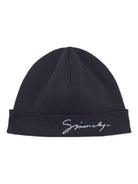 Set tutina cappellino e bavaglino per neonato Givenchy Kids blu con logo ricamato - Rubino Kids