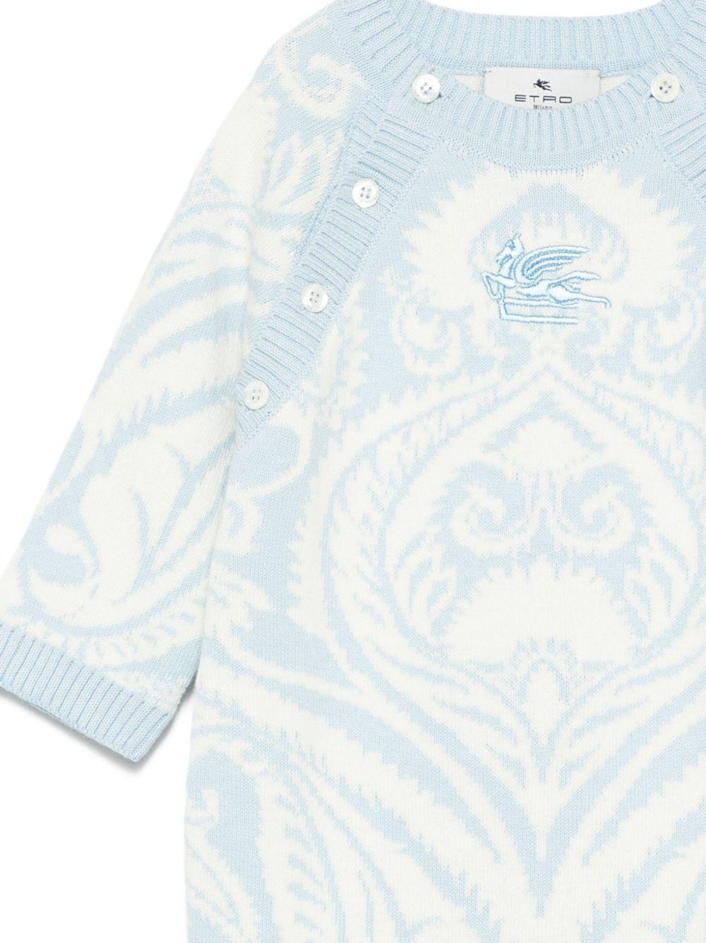 Set tutina con cappello abbinato per neonato ETRO KIDS azzurro con motivo damascato - Rubino Kids