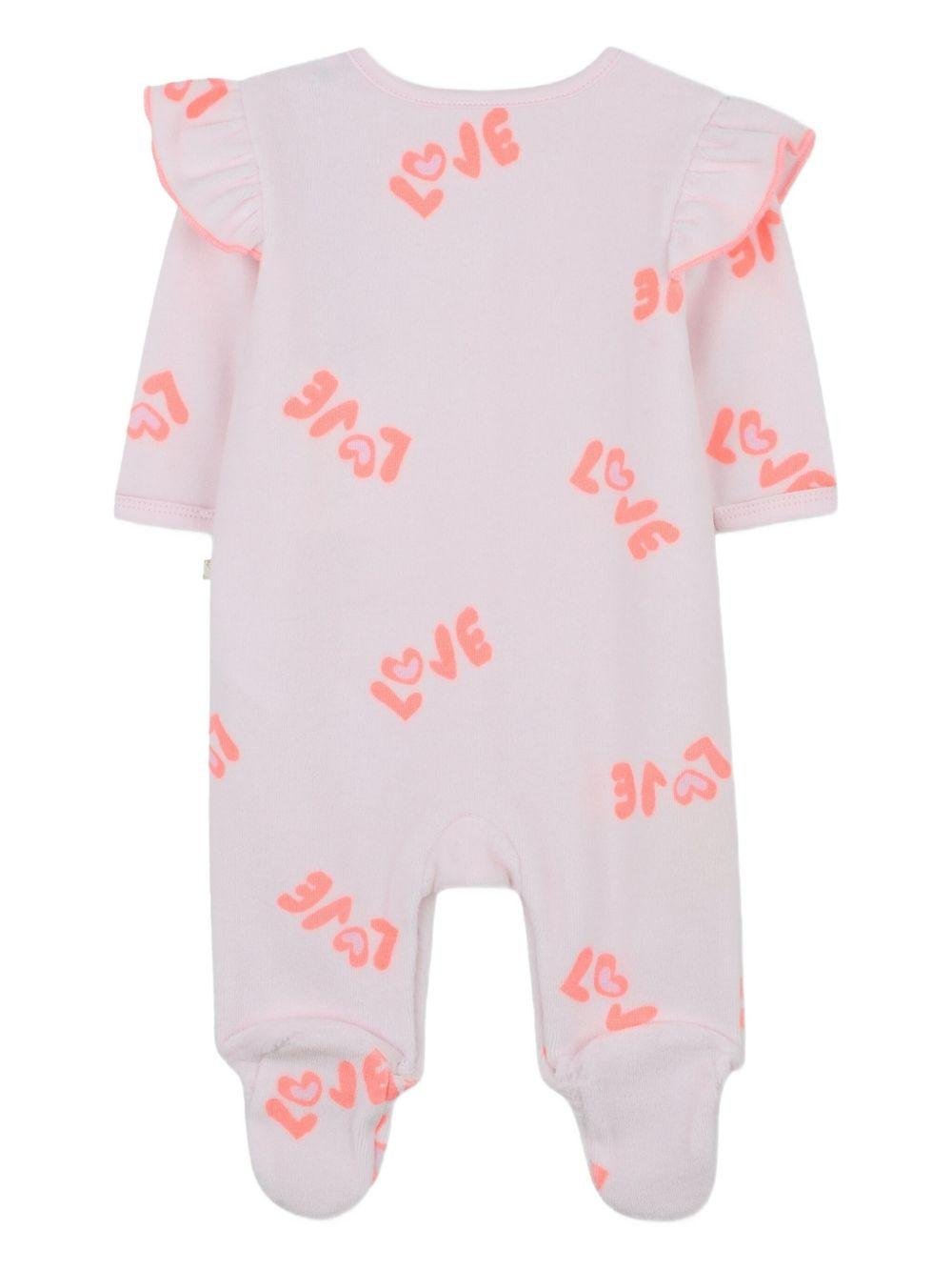 Set tutina e bavaglino per neonata Billieblush rosa con stampa love - Rubino Kids