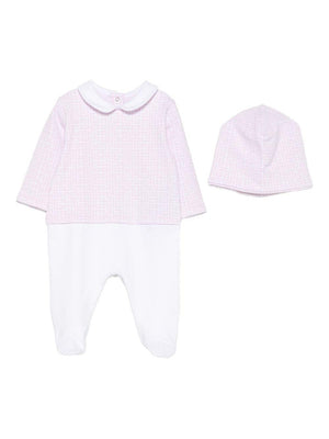 Set tutina e berretto per neonata Balmain Kids rosa con stampa geometrica