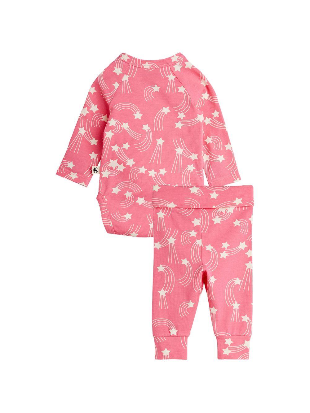Set tutina e pantaloni per neonata Mini Rodini rosa con stampa a stelle all - over - Rubino Kids