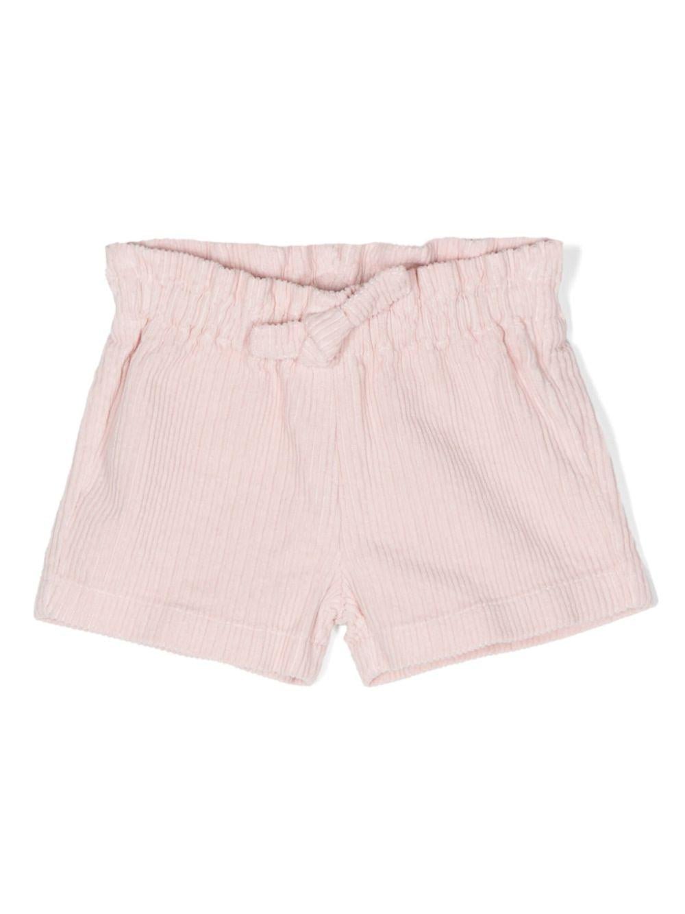 Shorts a coste per bambina Il Gufo rosa con dettaglio fiocco - Rubino Kids