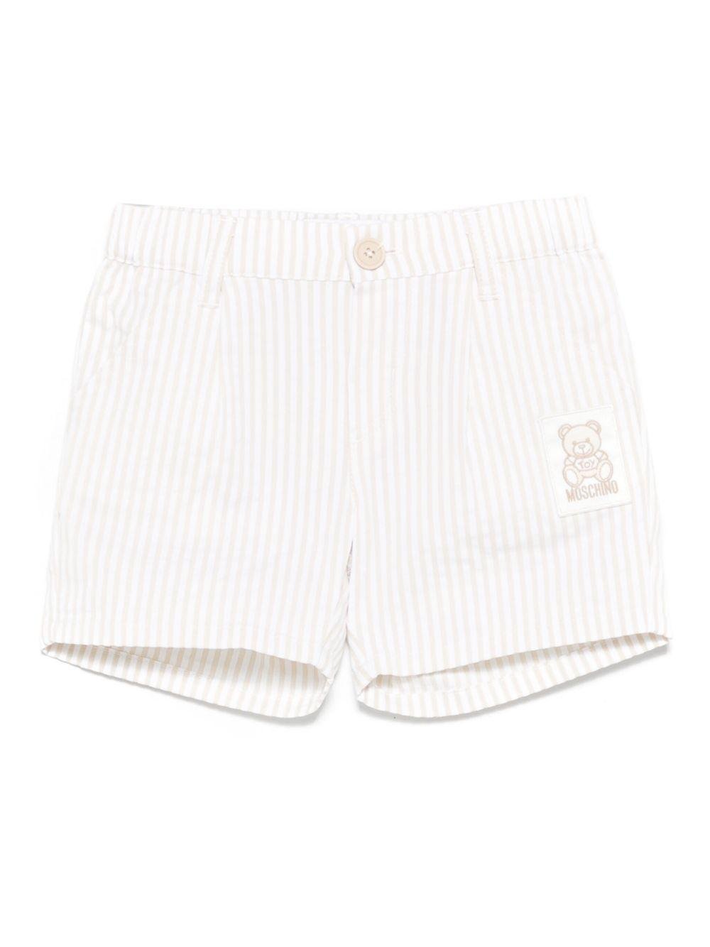Shorts a righe per neonata Moschino Kids beige con passanti - Rubino Kids