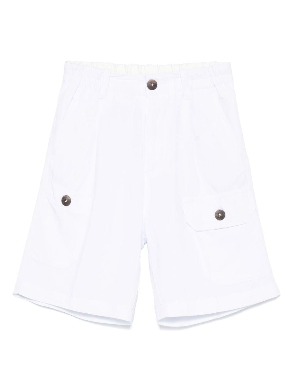 Shorts con pieghe per bambino Paolo Pecora Kids bianco con chiusura frontale - Rubino Kids