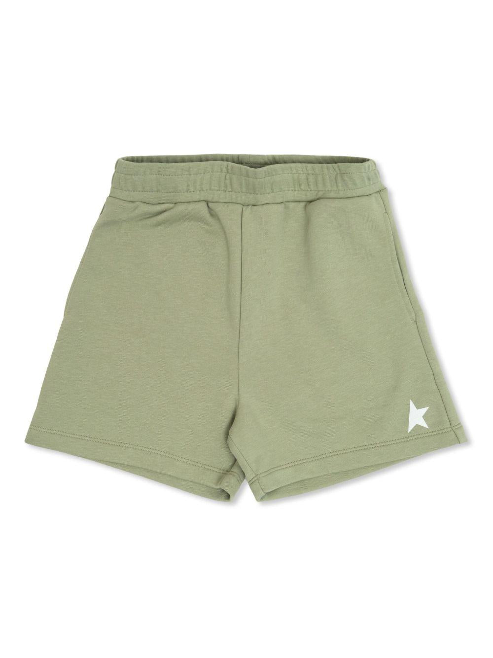 Shorts con stampa per bambino Golden Goose Kids verde con orlo dritto - Rubino Kids