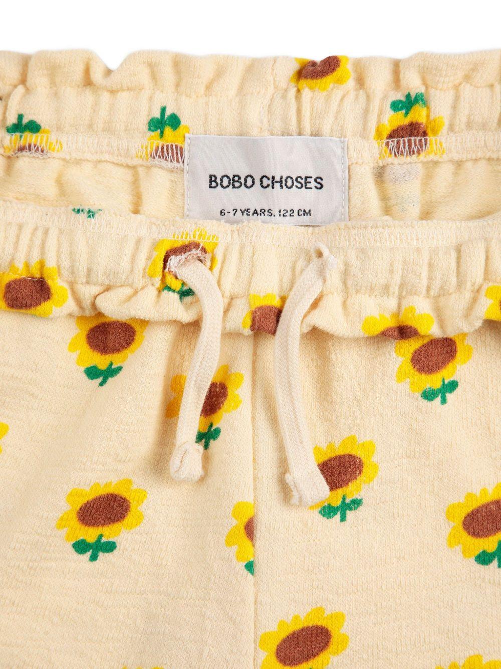 Shorts in cotone per bambina Bobo Choses beige con stampa girasole - Rubino Kids