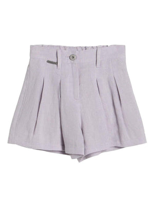 Brunello Cucinelli Kids Girls' Canvas Shorts in Lilac with Glitter