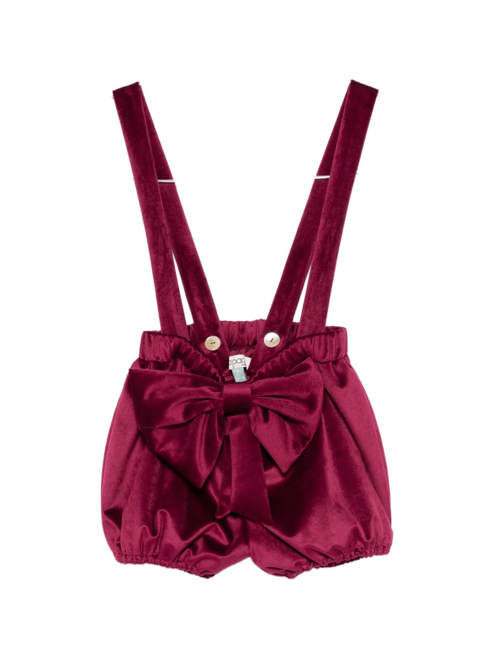 Shorts per bambina A'lapage rossi con bretelle e fiocco - Rubino Kids