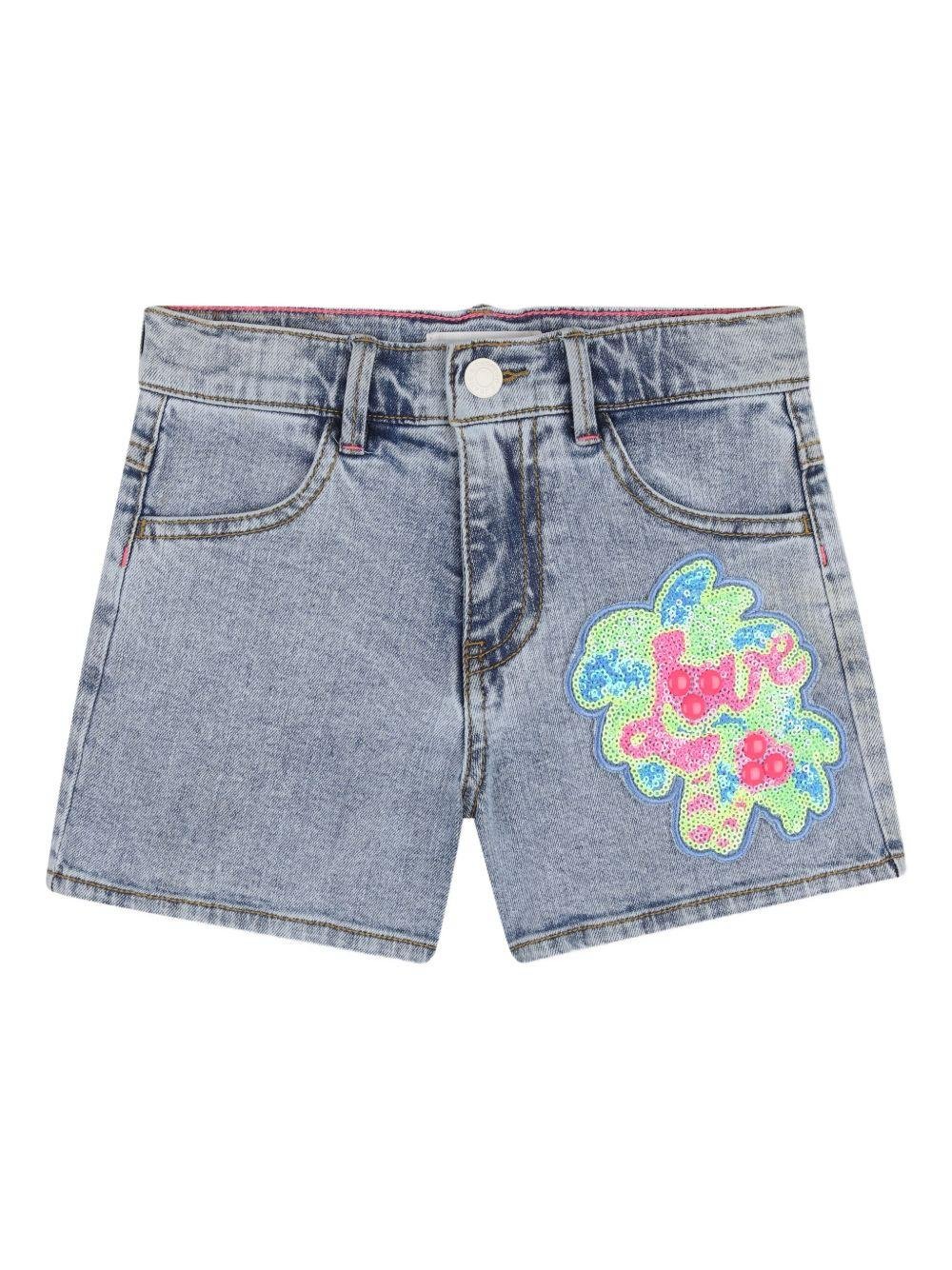 Shorts per bambina Billieblush azzurro con paillettes - Rubino Kids