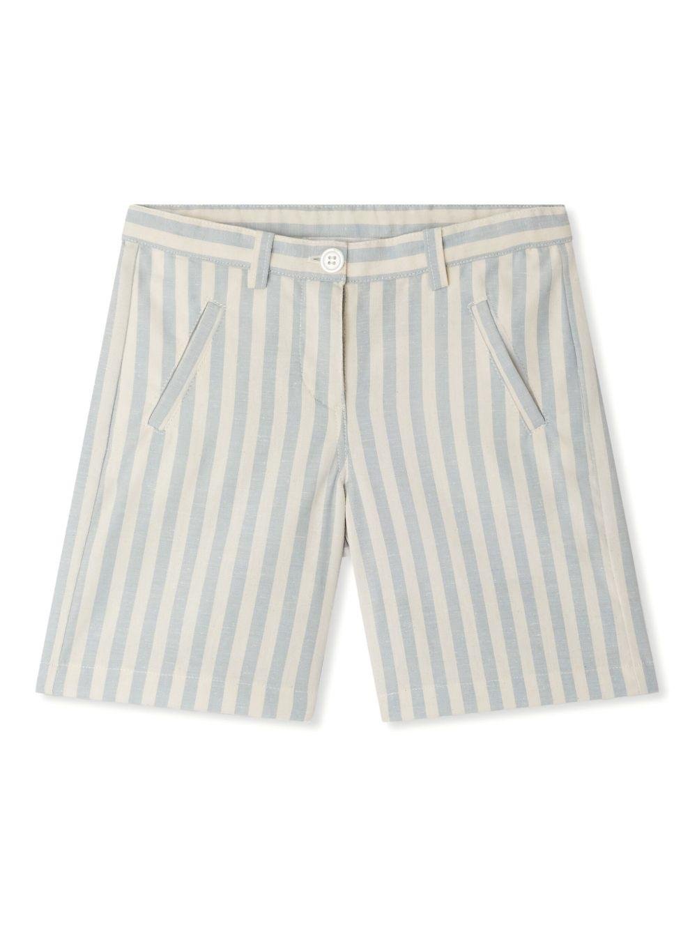 Shorts per bambina Bonpoint azzurro a righe - Rubino Kids