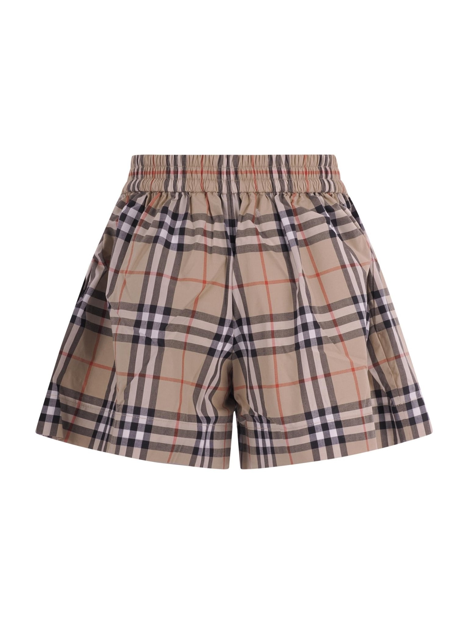 Shorts per bambina Burberry Kids beige con motivo Vintage Check all - over - Rubino Kids