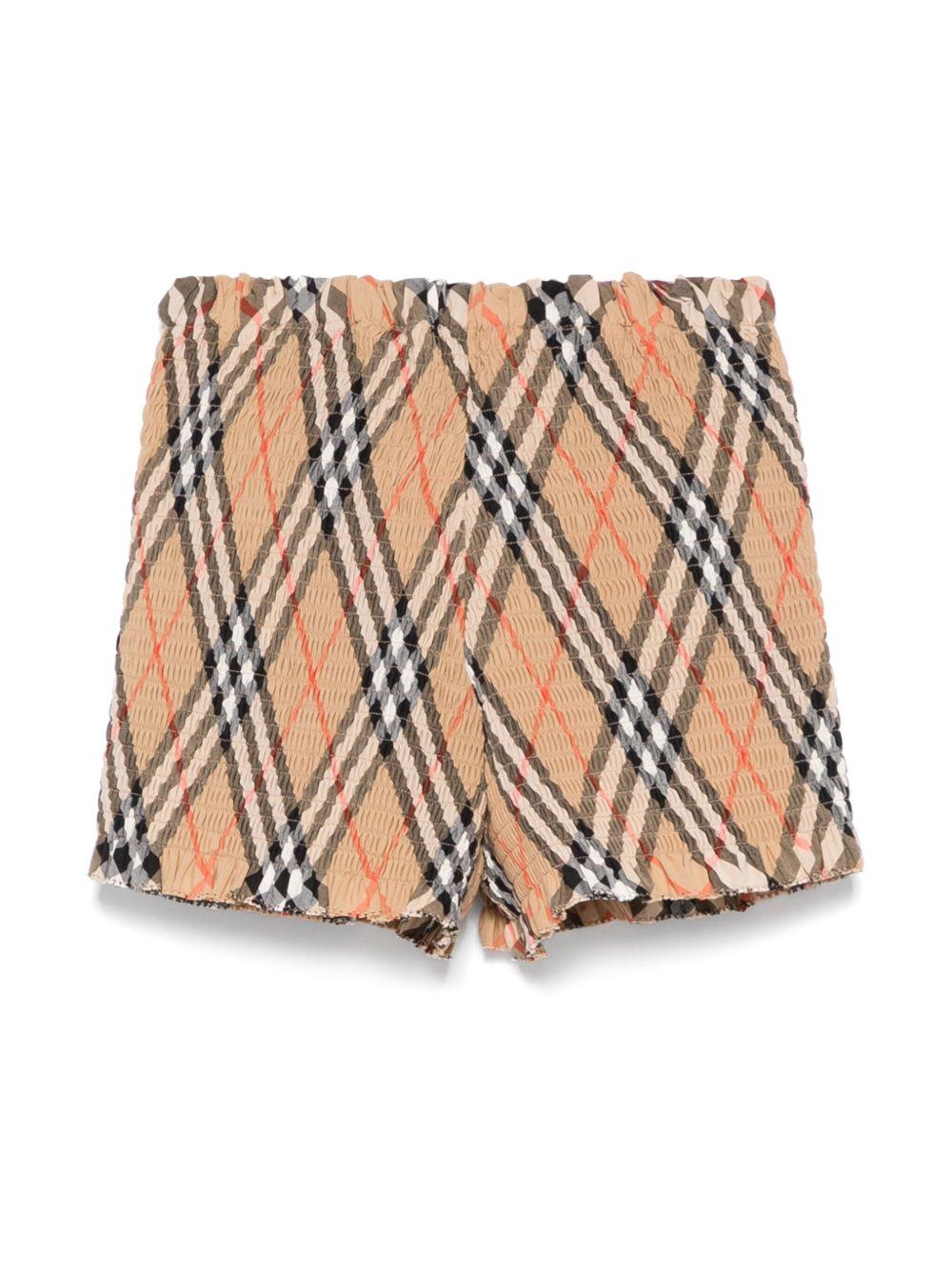 Shorts per bambina Burberry Kids Remy beige con motivo Vintage Check - Rubino Kids