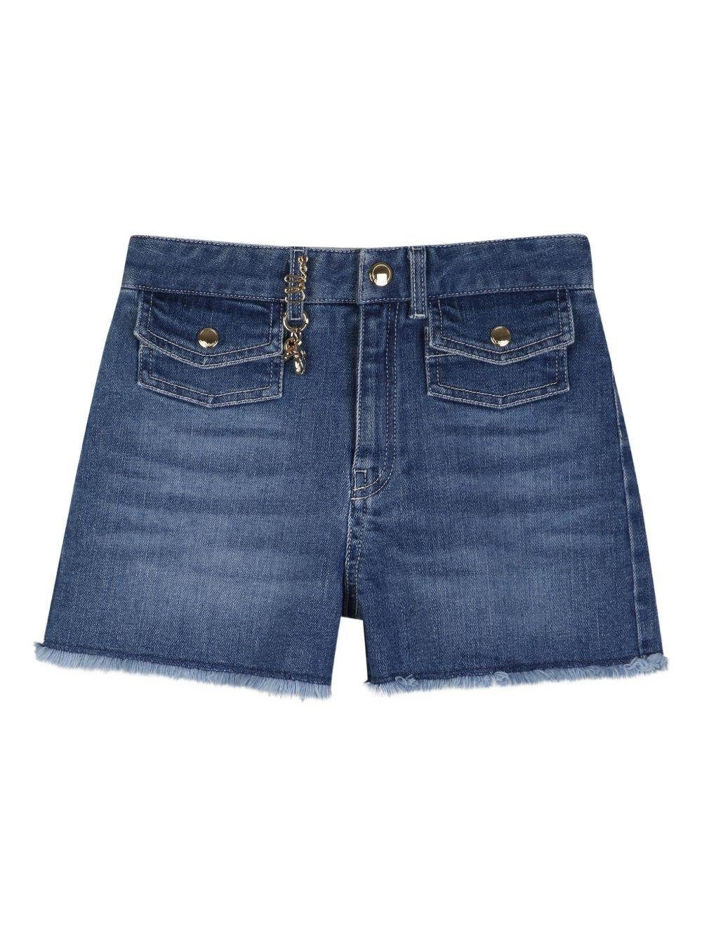 Shorts per bambina Chloé Kids denim con chiusura con bottoni sul davanti - Rubino Kids
