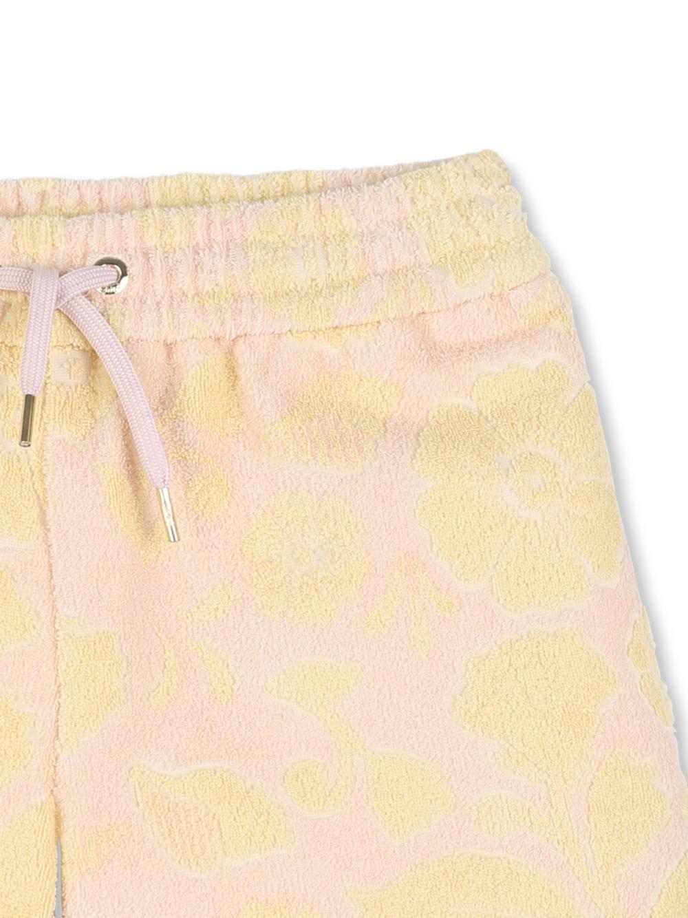 Shorts per bambina Chloé Kids rosa con stampa a fiori - Rubino Kids