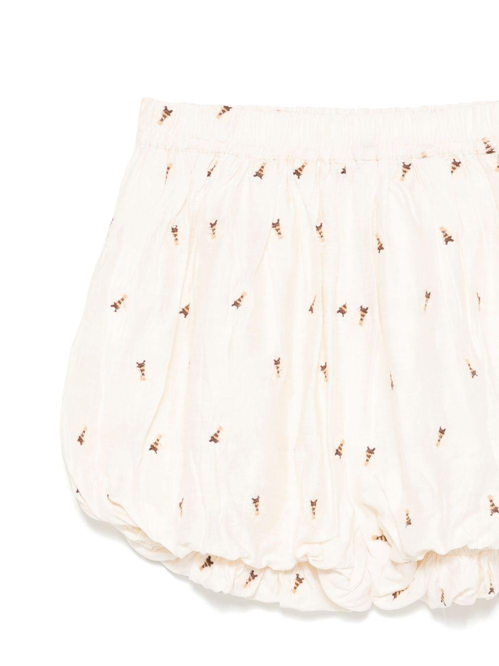 Shorts per bambina Donsje Wiepp beige con dettaglio con ricamo ad ape - Rubino Kids