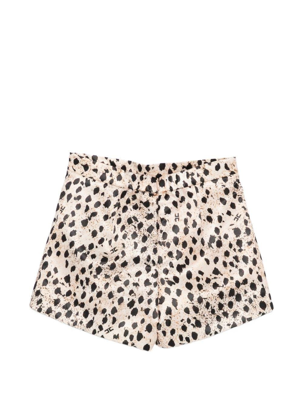 Shorts per bambina Elisabetta Franchi La Mia Bambina beige con stampa animalier - Rubino Kids
