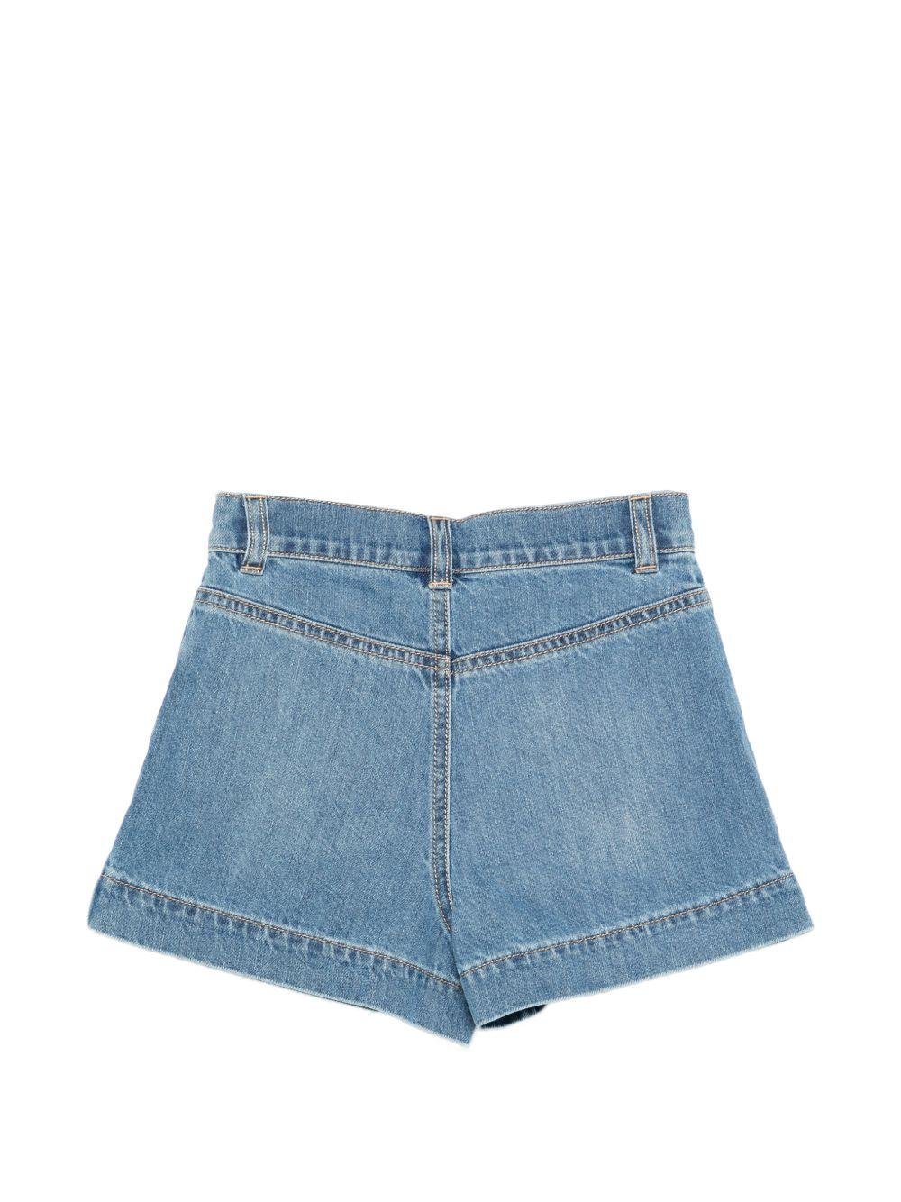 Shorts per bambina Elisabetta Franchi La Mia Bambina in denim con logo - Rubino Kids