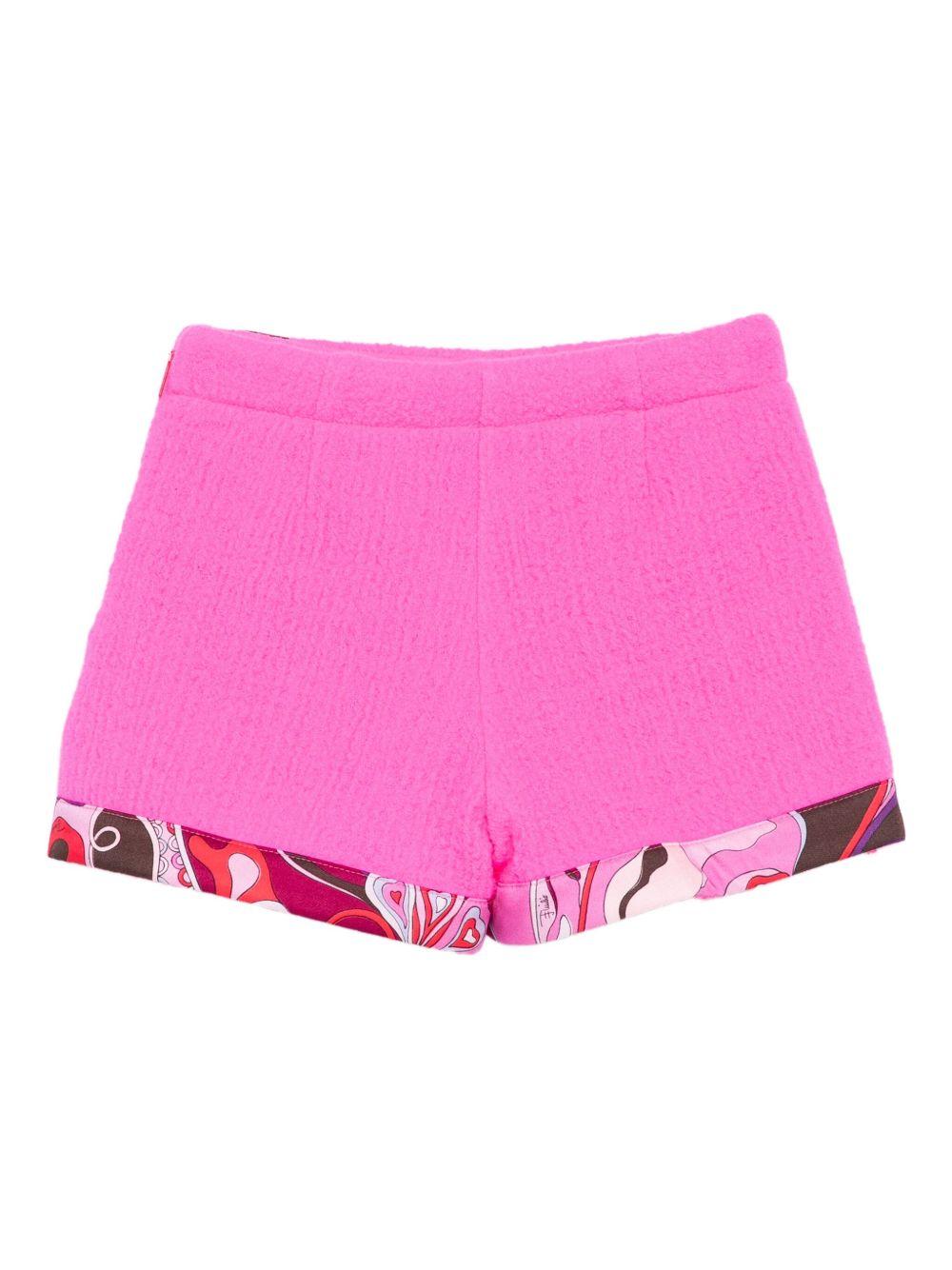 Shorts per bambina Emilio Pucci Junior fucsia con chiusura con bottoni - Rubino Kids