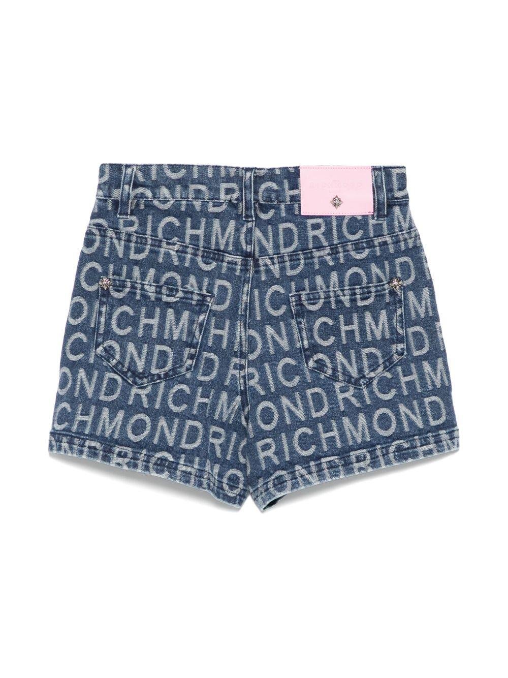 Shorts per bambina John Richmond Junior in denim con effetto jacquard - Rubino Kids