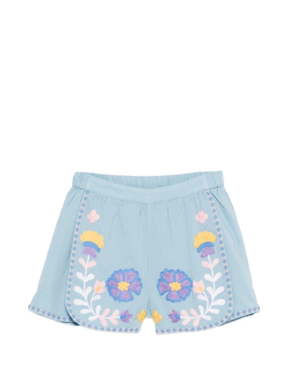 Shorts per bambina Louise Misha azzurri con ricamo floreale - Rubino Kids