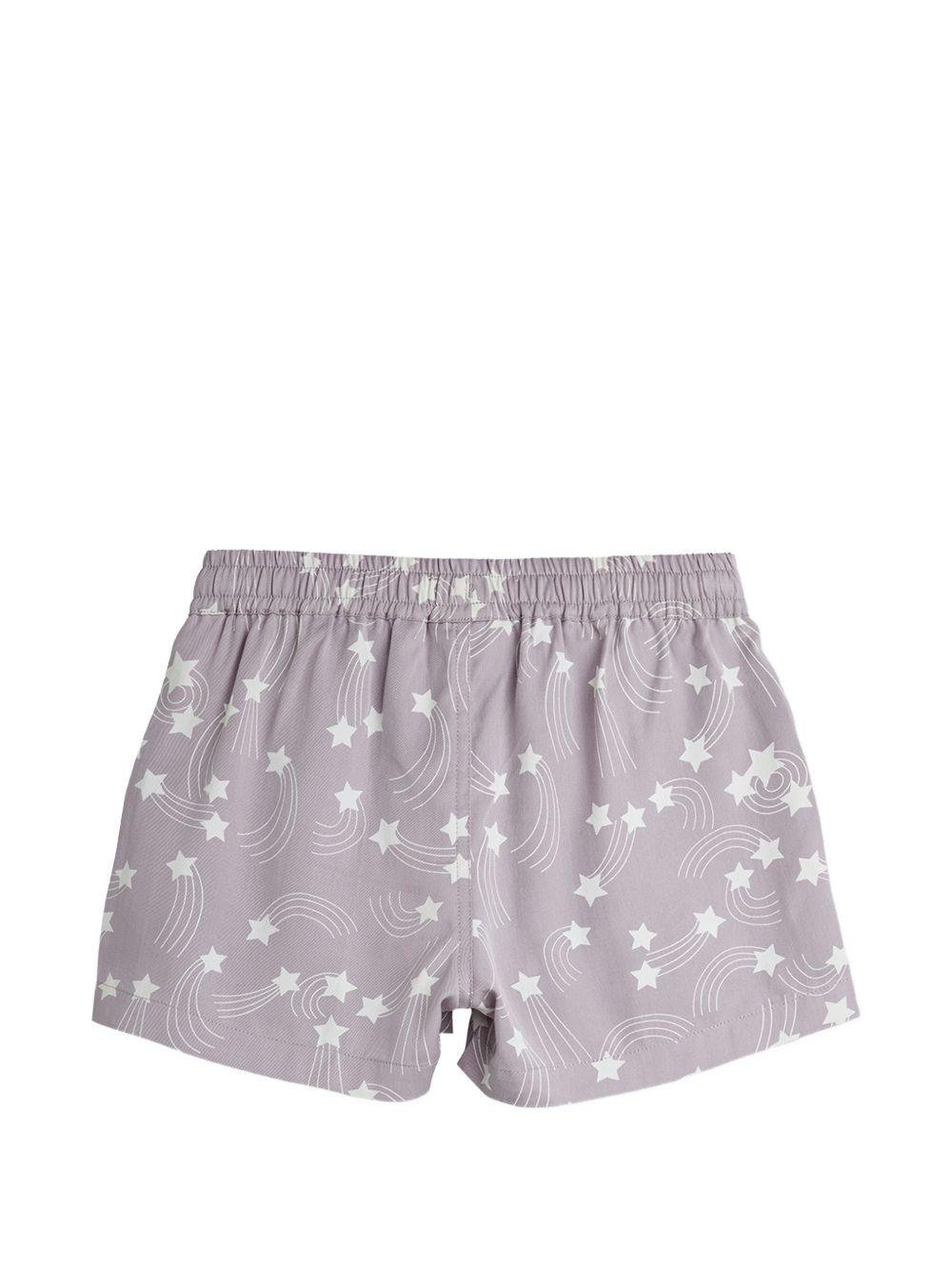 Shorts per bambina Mini Rodini viola con stampa stelle all - over - Rubino Kids