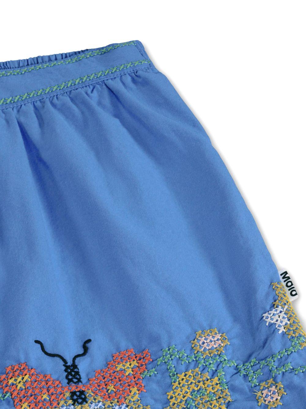 Shorts per bambina Molo blu con ricamo farfalle - Rubino Kids