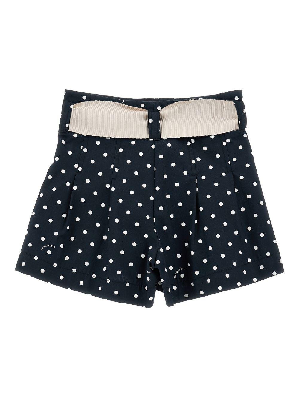 Shorts per bambina Monnalisa blu con motivo a pois - Rubino Kids
