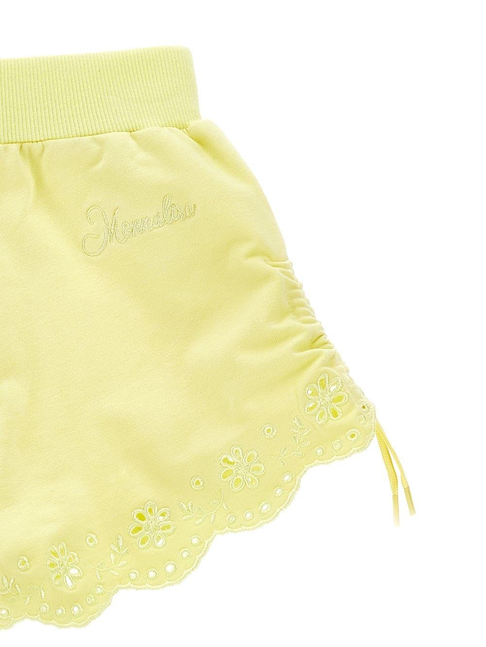 Shorts per bambina Monnalisa giallo con orlo a smerlo - Rubino Kids