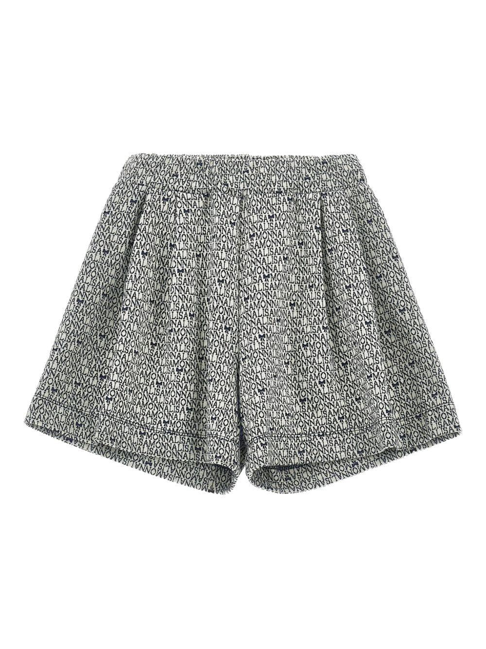 Shorts per bambina Monnalisa nero con stampa con monogramma - Rubino Kids