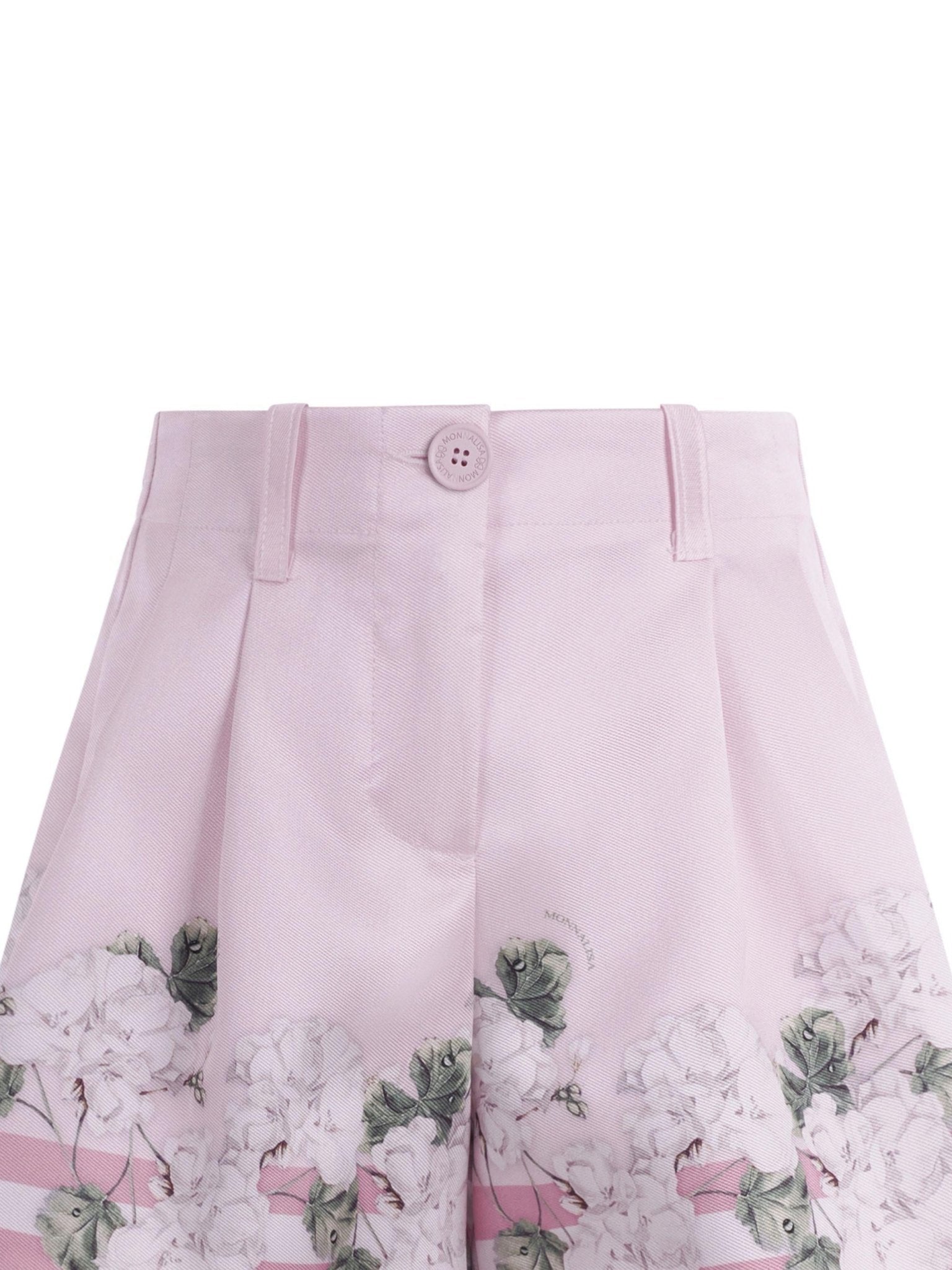 Shorts per bambina Monnalisa rosa con stampa grafica a fiori - Rubino Kids