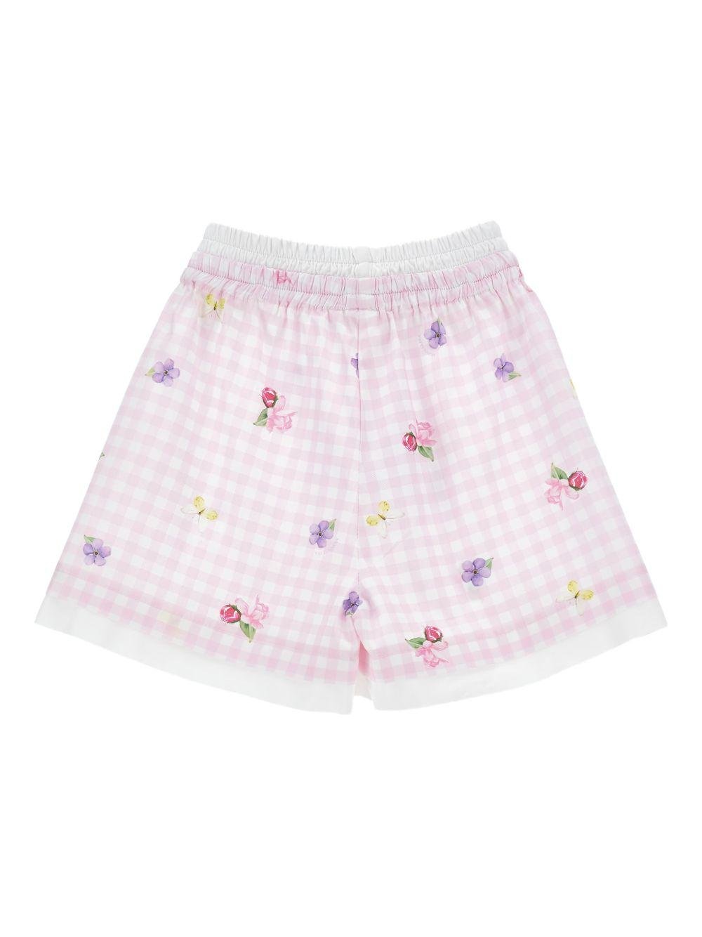 Shorts per bambina Monnalisa rosa e bianco a quadretti - Rubino Kids