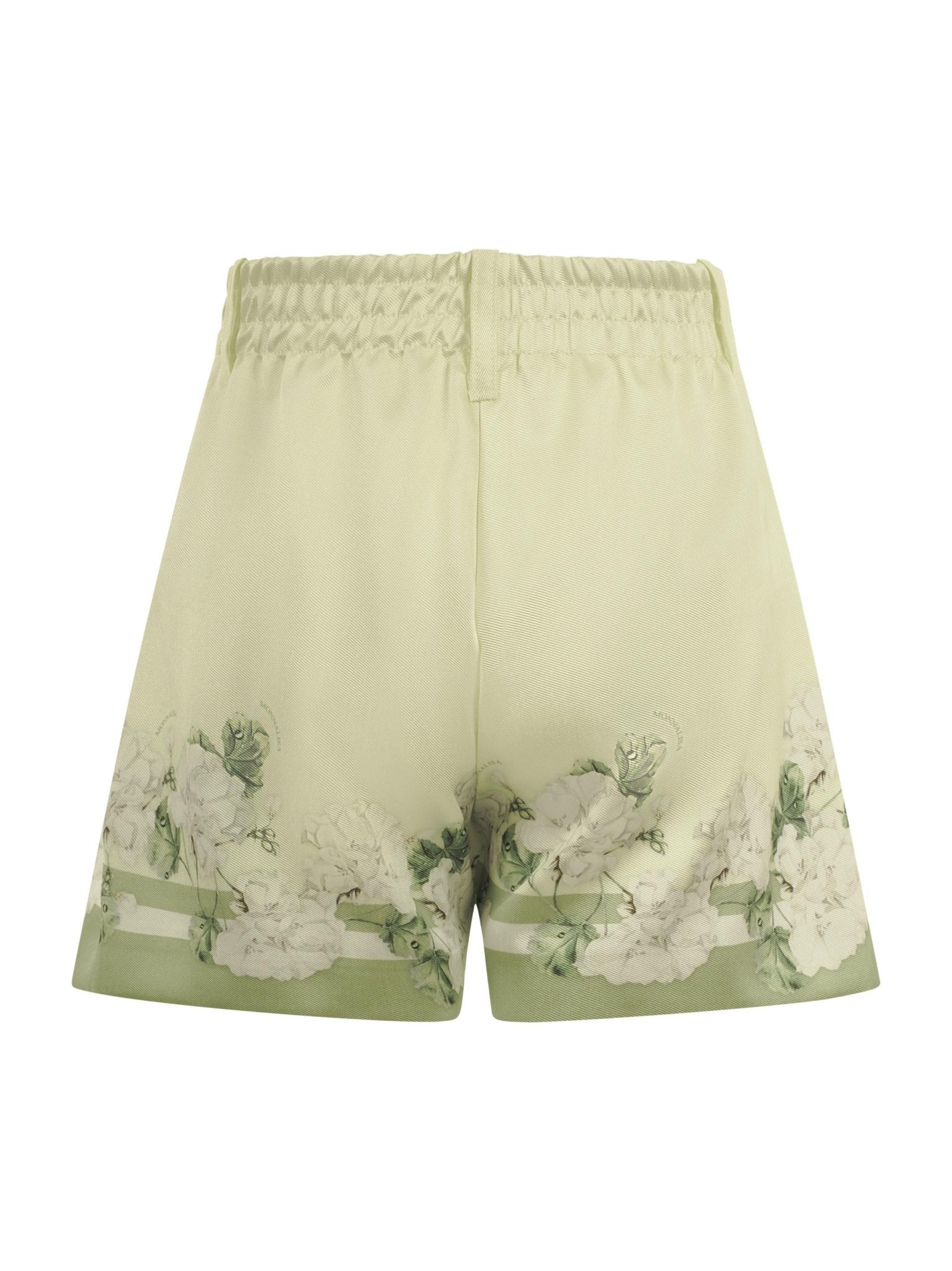 Shorts per bambina Monnalisa verde chiaro con stampa grafica a fiori - Rubino Kids