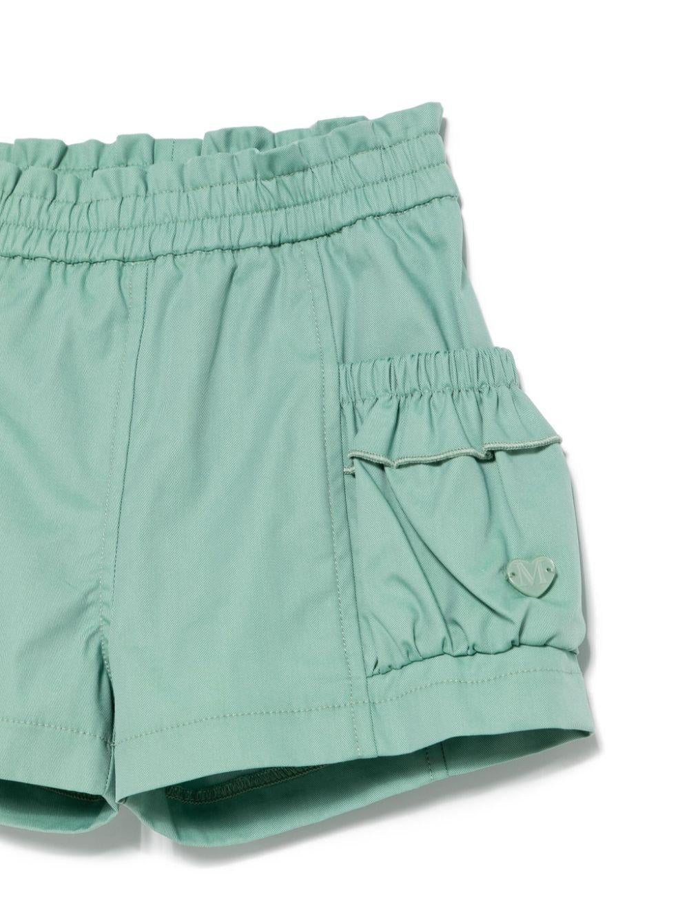 Shorts per bambina Monnalisa verde con logo e tasche laterali - Rubino Kids