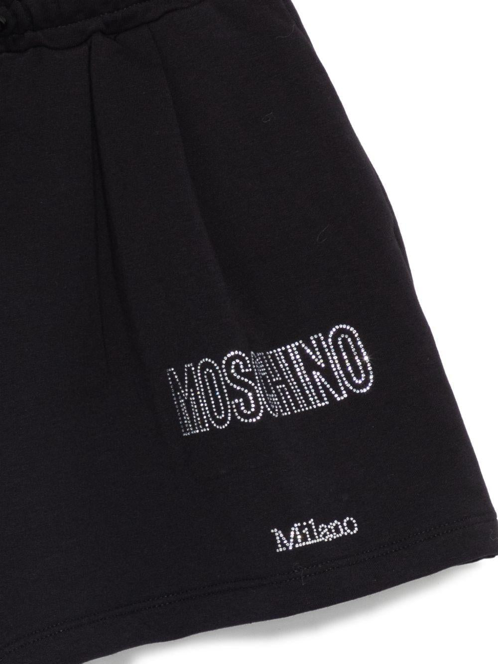 Shorts per bambina Moschino Kids neri con dettagli in strass - Rubino Kids